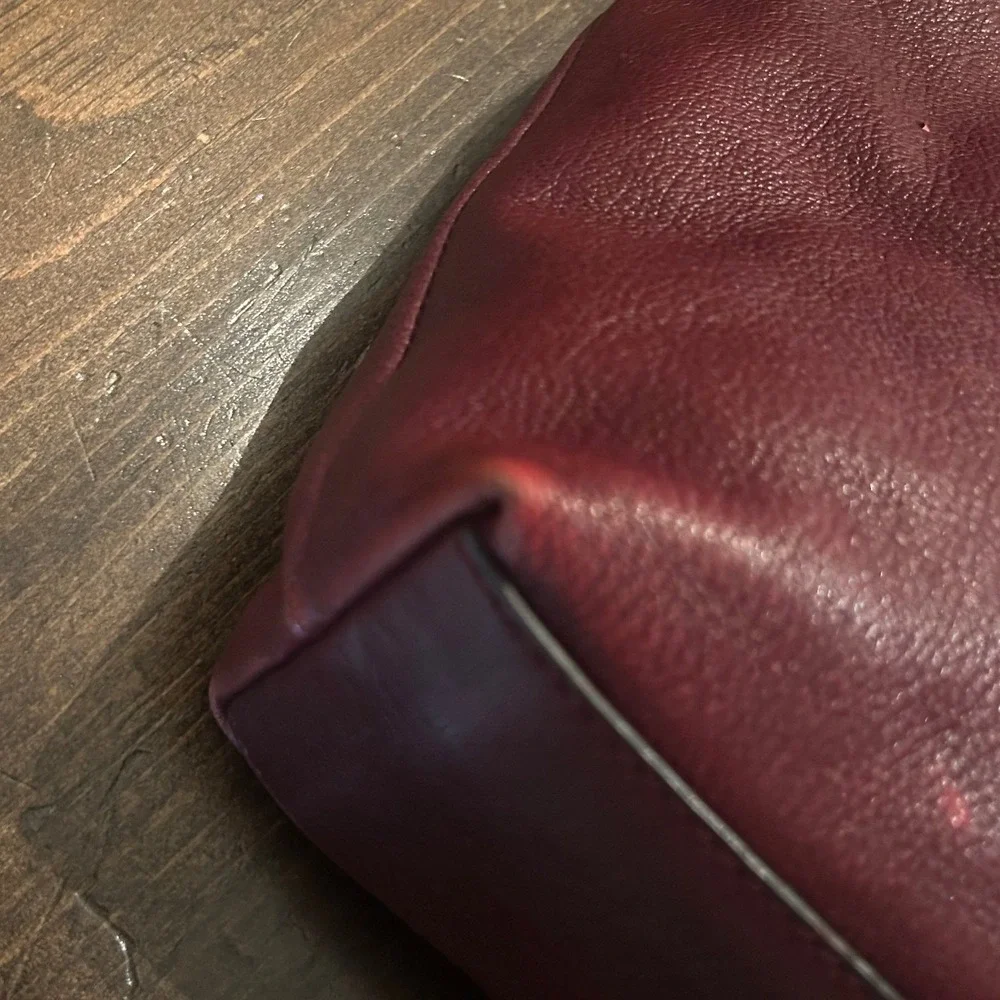 Michael Kors Hamilton Maroon Leather Lock Top Handle Zipper Satchel Shoulder Bag